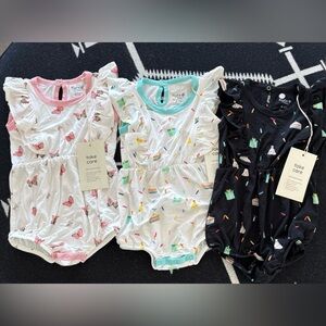3 🆕 Kyte BABY Rompers Trio - Pink, Teal, Black